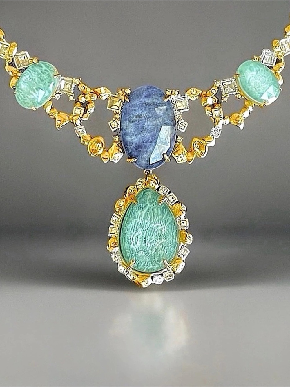 ALEXIS BITTAR Elements Mystere Amazonite Stone Bib Necklace OC01